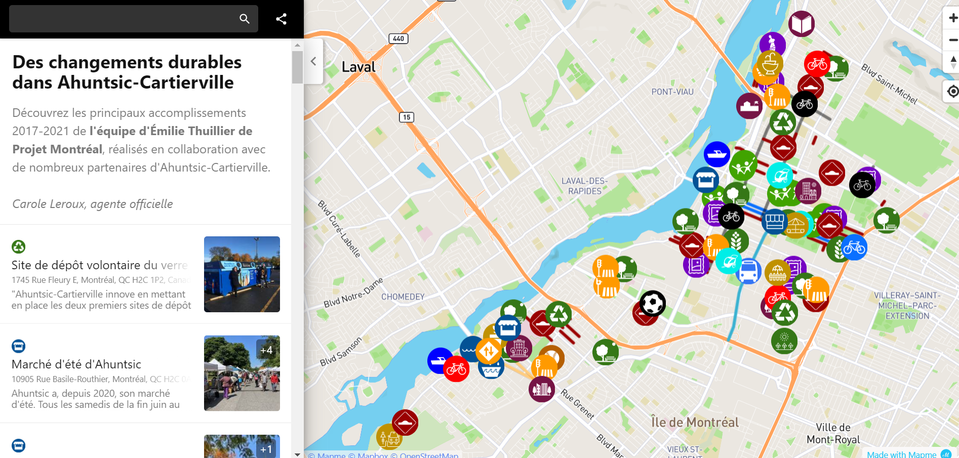 Projet Montréal lance une carte interactive des réalisations 2017-2021 de l'équipe Thuillier