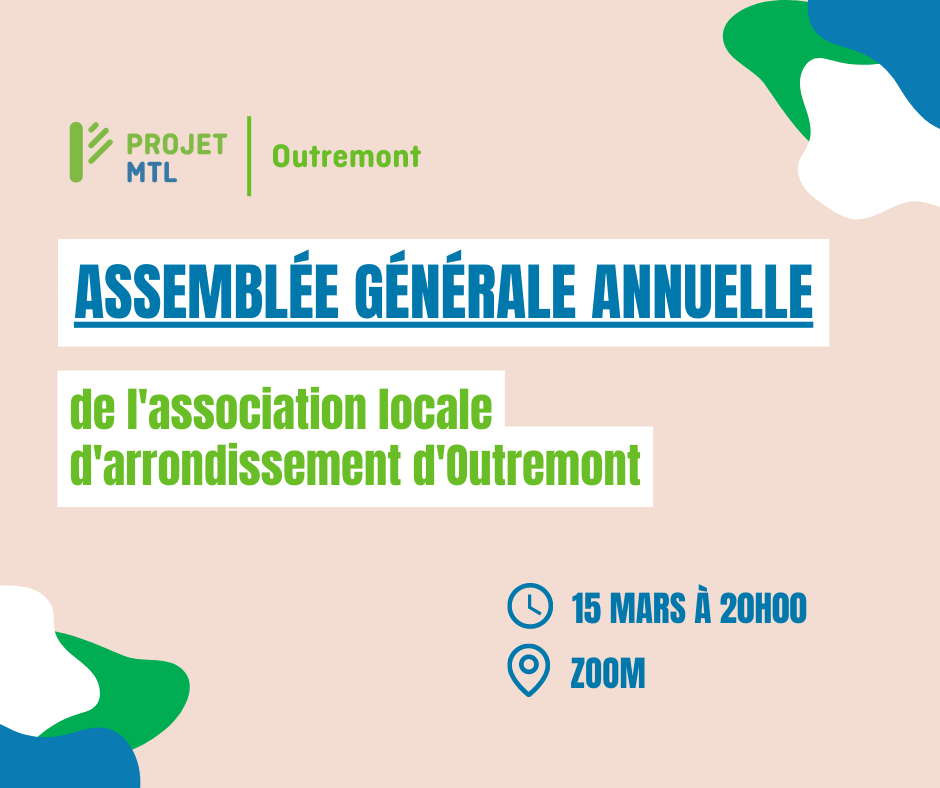 Assemblée générale annuelle de l'association locale d'arrondissement d'Outremont