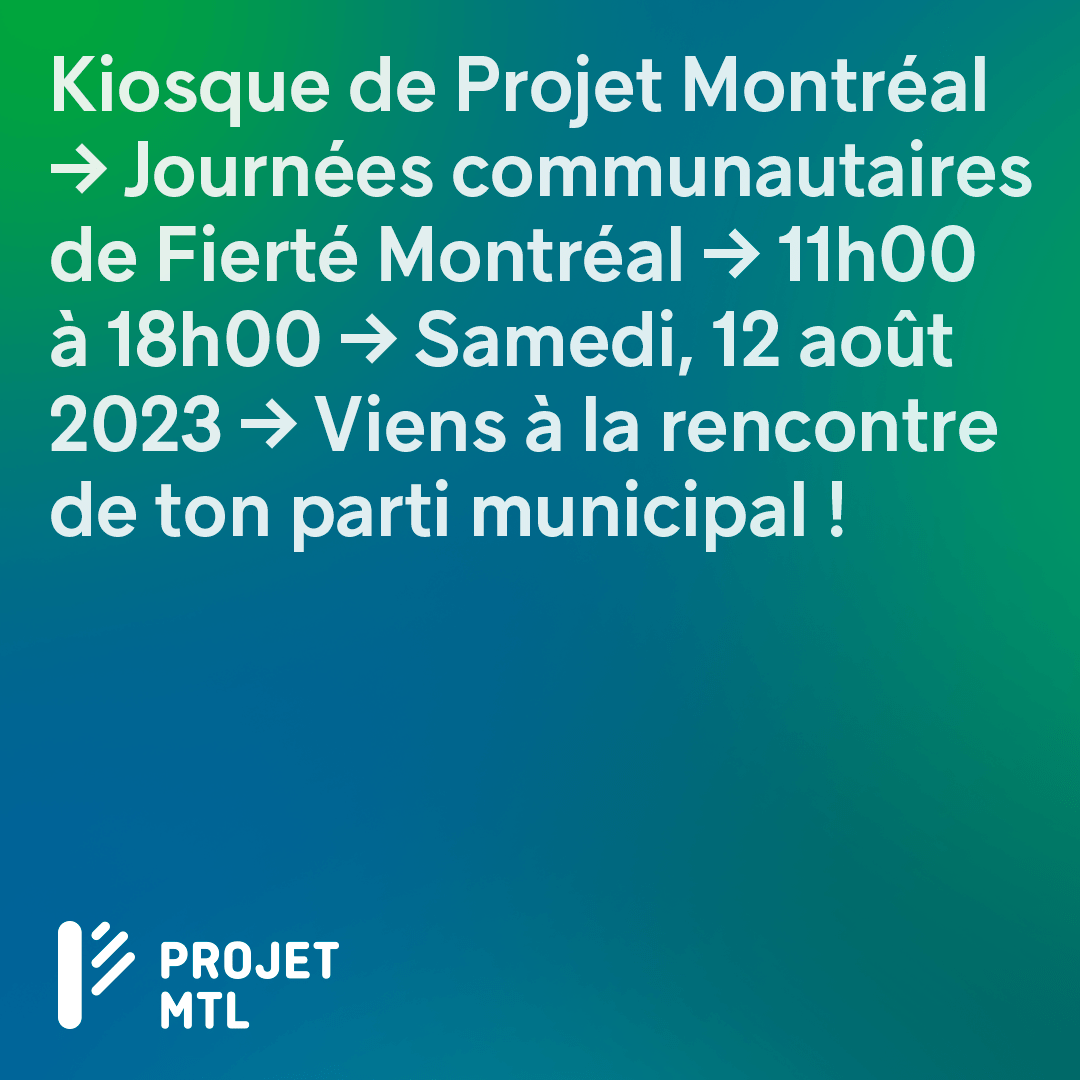 Journées communautaires de Fierté Montréal - Kiosque de Projet Mtl
