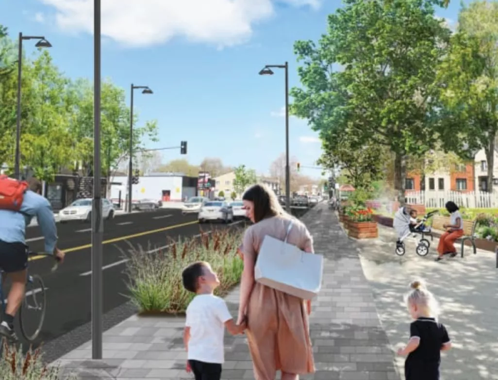 Notre-Dame Est street in Old Pointe-aux-Trembles will be given a makeover, with greenery, more space for pedestrians and the burying of electrical wires.