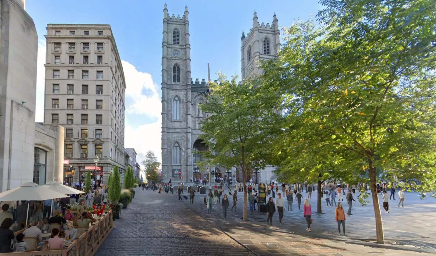 Plus de place pour les piétonnes et les piétons dans le Vieux-Montréal dès 2024